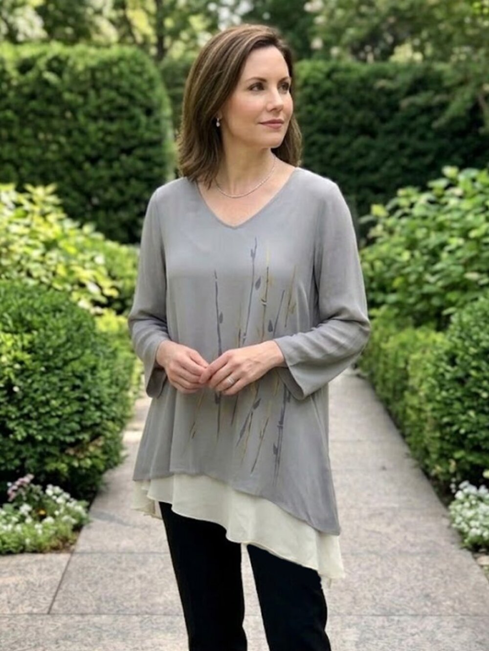 Dinah Lee Lagenlook Boheman Asymmetric Tiered Tunic NWT